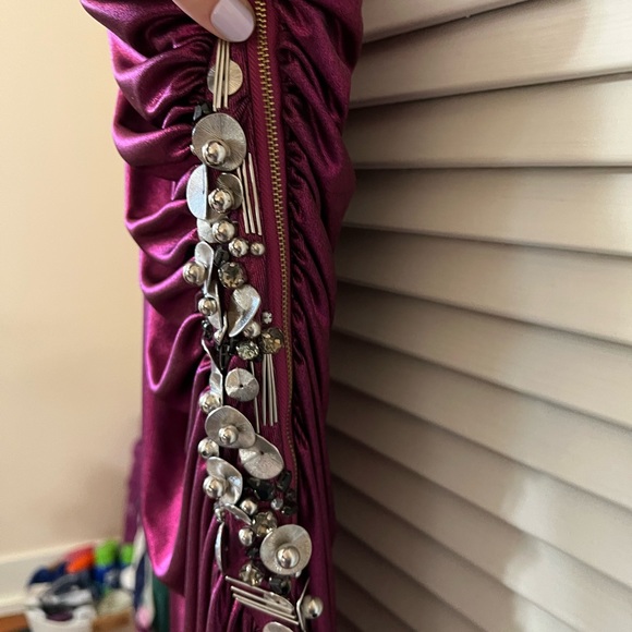 Robert Rodriguez Purple Metallic One Shoulder Gown Size 4 - Picture 10 of 16